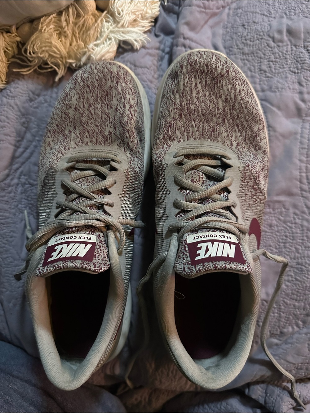 Nike Women's Sneakers - Maroon and Light Gray